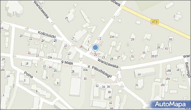 Łask, Warszawska, 21, mapa Łask