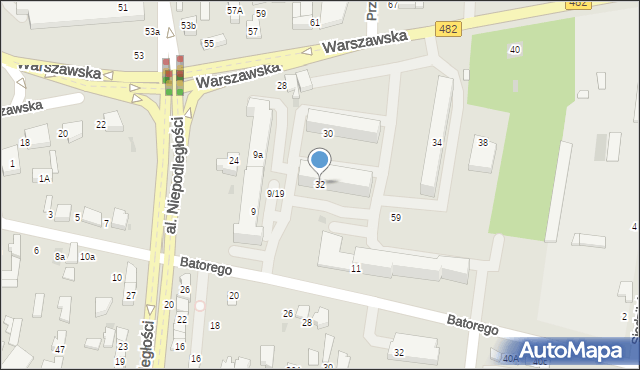 Łask, Warszawska, 32, mapa Łask