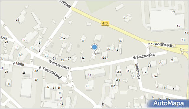 Łask, Warszawska, 33, mapa Łask