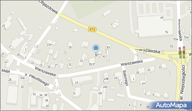 Łask, Warszawska, 39, mapa Łask