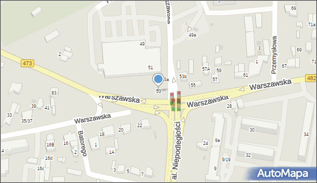 Łask, Warszawska, 53, mapa Łask