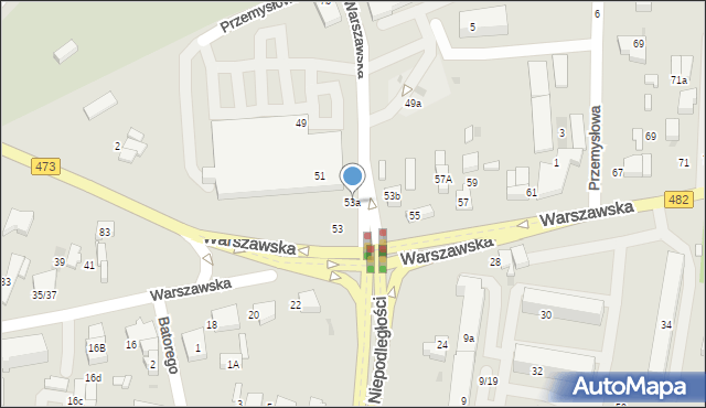 Łask, Warszawska, 53a, mapa Łask