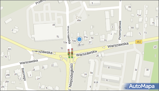 Łask, Warszawska, 55, mapa Łask