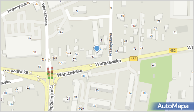 Łask, Warszawska, 65, mapa Łask