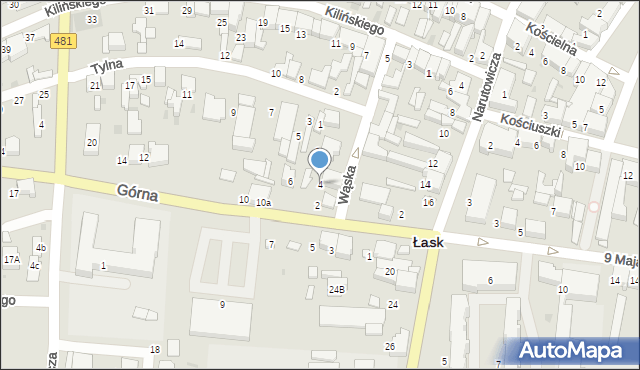 Łask, Wąska, 4, mapa Łask