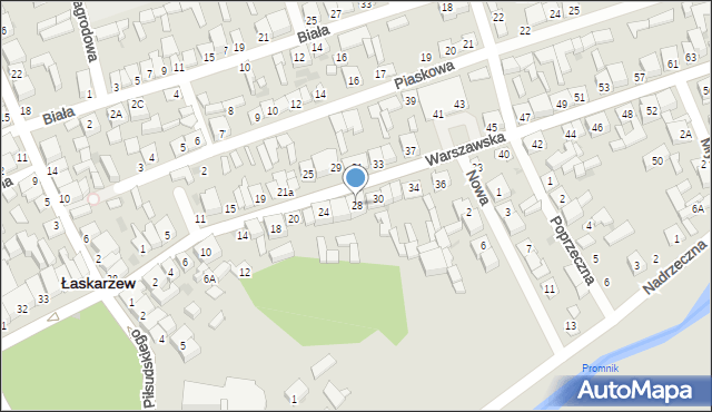 Łaskarzew, Warszawska, 28, mapa Łaskarzew