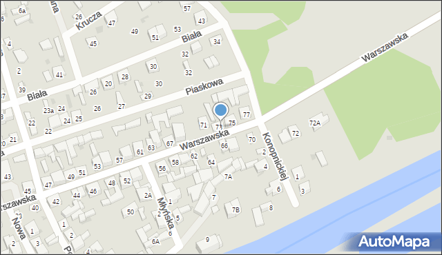 Łaskarzew, Warszawska, 73a, mapa Łaskarzew