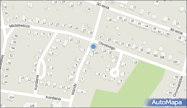 Lędziny, Wandy, 1, mapa Lędziny