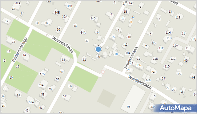 Legionowo, Wardenckiego Tadeusza, 30, mapa Legionowo