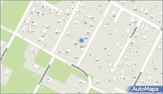 Legionowo, Wardenckiego Tadeusza, 36A, mapa Legionowo