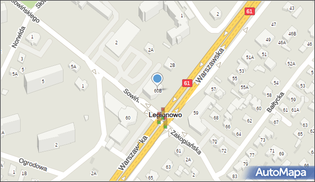 Legionowo, Warszawska, 60B, mapa Legionowo