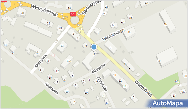 Lidzbark Warmiński, Warmińska, 8, mapa Lidzbark Warmiński