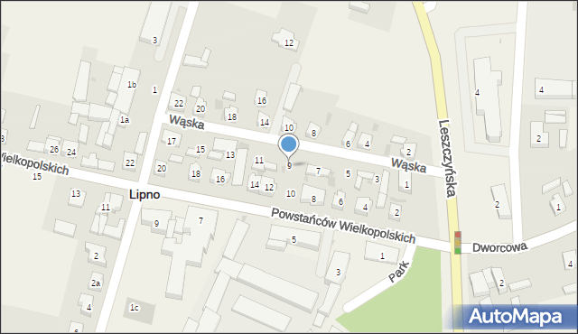 Lipno, Wąska, 9, mapa Lipno