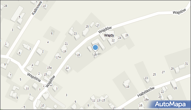 Łodygowice, Wajdów, 20, mapa Łodygowice