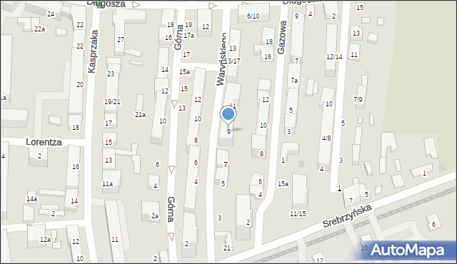 Łódź, Waryńskiego Ludwika, 9, mapa Łodzi