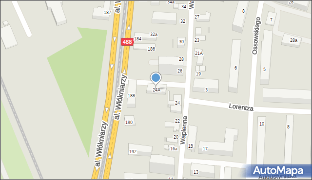 Łódź, Wapienna, 24A, mapa Łodzi