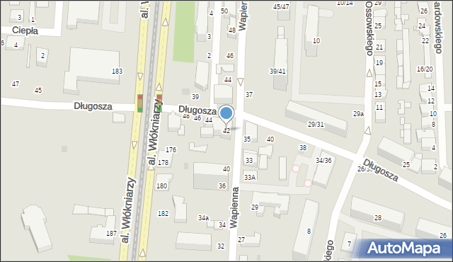 Łódź, Wapienna, 42, mapa Łodzi