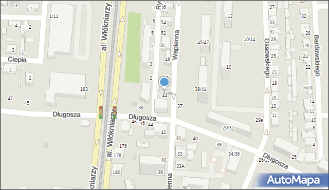 Łódź, Wapienna, 44, mapa Łodzi