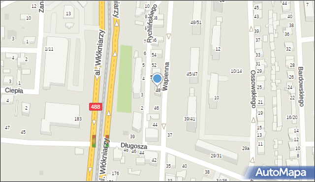Łódź, Wapienna, 48, mapa Łodzi