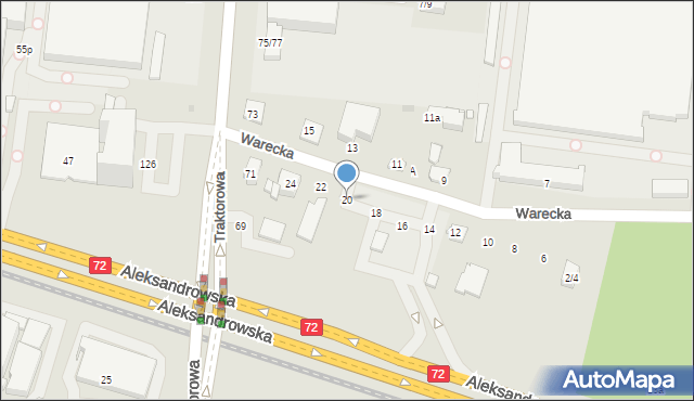 Łódź, Warecka, 20, mapa Łodzi