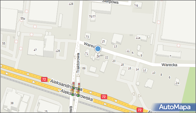 Łódź, Warecka, 24, mapa Łodzi