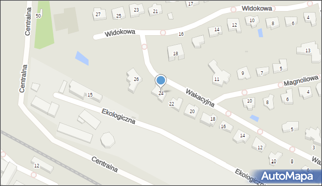 Łódź, Wakacyjna, 24, mapa Łodzi