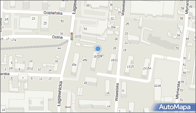 Łódź, Wawelska, 18/22A, mapa Łodzi