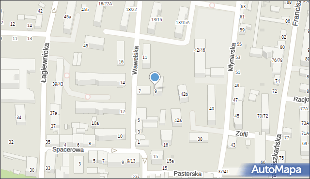Łódź, Wawelska, 9, mapa Łodzi