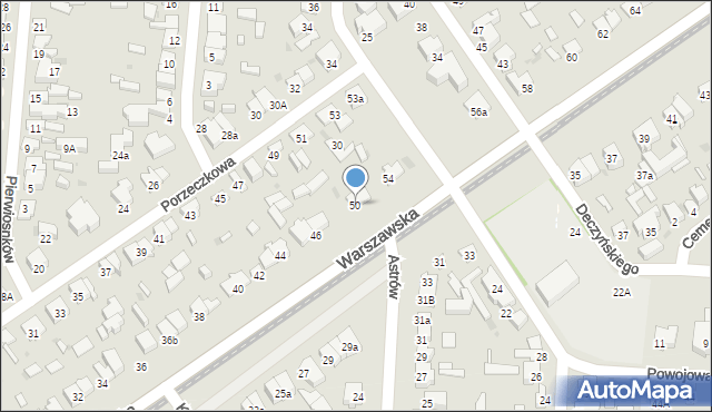 Łódź, Warszawska, 50, mapa Łodzi
