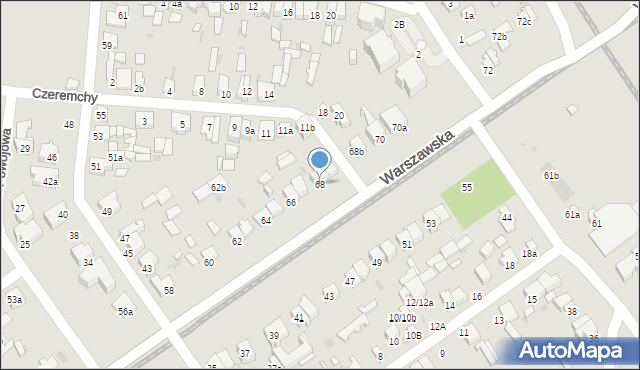 Łódź, Warszawska, 68, mapa Łodzi