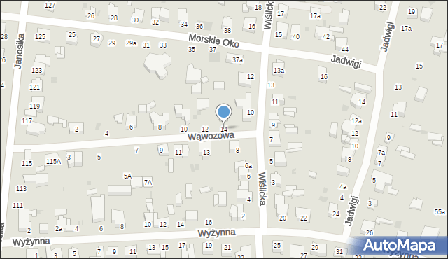Łódź, Wąwozowa, 14, mapa Łodzi