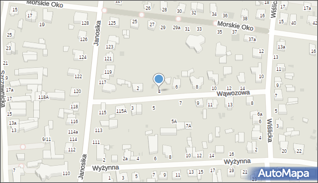 Łódź, Wąwozowa, 4, mapa Łodzi