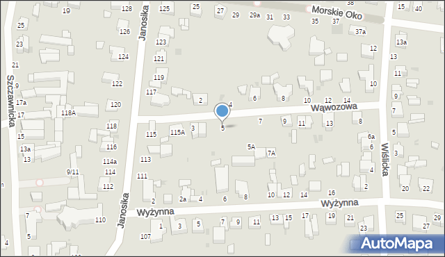 Łódź, Wąwozowa, 5, mapa Łodzi