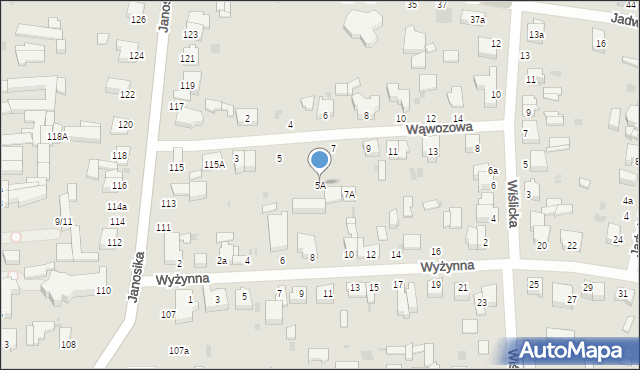 Łódź, Wąwozowa, 5A, mapa Łodzi