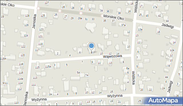 Łódź, Wąwozowa, 8, mapa Łodzi