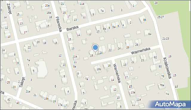 Łódź, Warneńska, 18a, mapa Łodzi