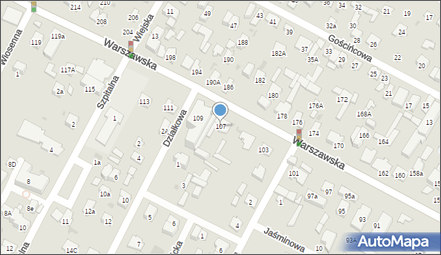 Łomianki, Warszawska, 107, mapa Łomianki
