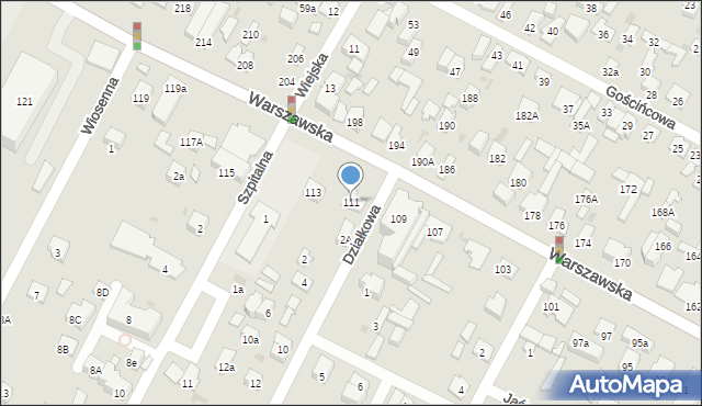 Łomianki, Warszawska, 111, mapa Łomianki