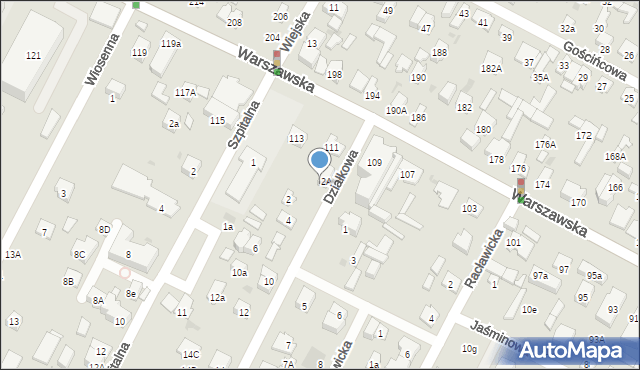 Łomianki, Warszawska, 111a, mapa Łomianki