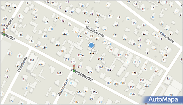 Łomianki, Warszawska, 172, mapa Łomianki