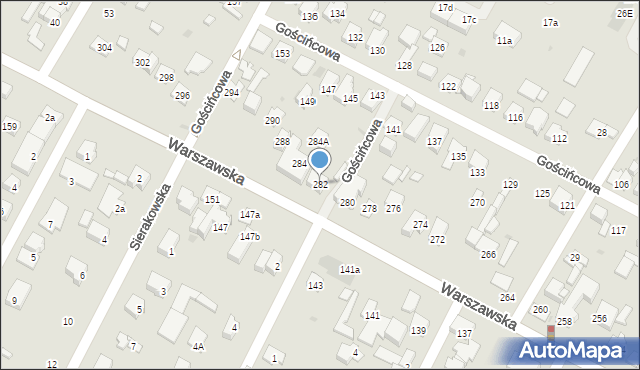 Łomianki, Warszawska, 282, mapa Łomianki