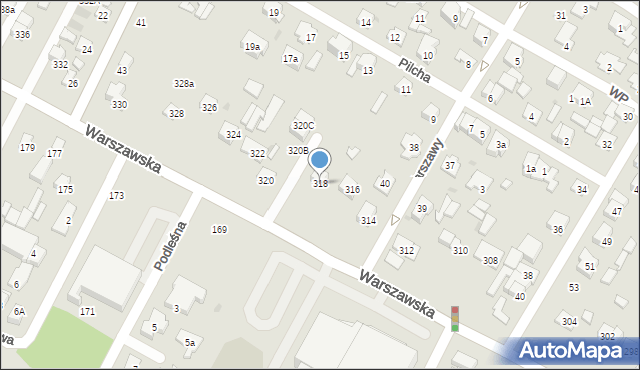 Łomianki, Warszawska, 318, mapa Łomianki