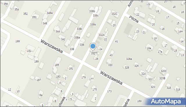 Łomianki, Warszawska, 332, mapa Łomianki