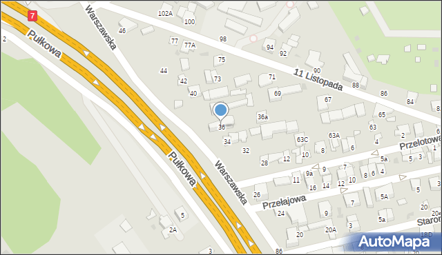 Łomianki, Warszawska, 36, mapa Łomianki