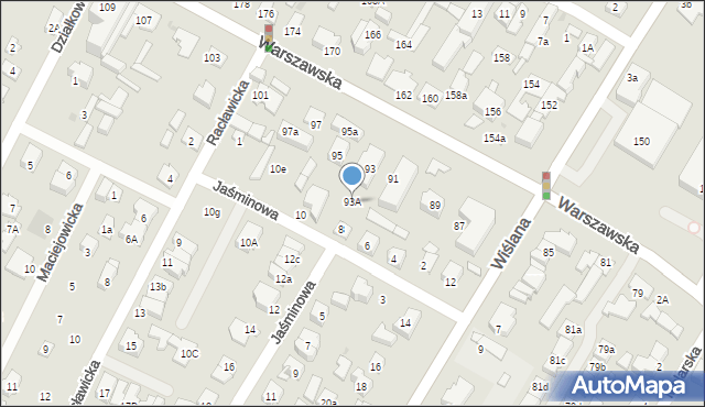 Łomianki, Warszawska, 93A, mapa Łomianki