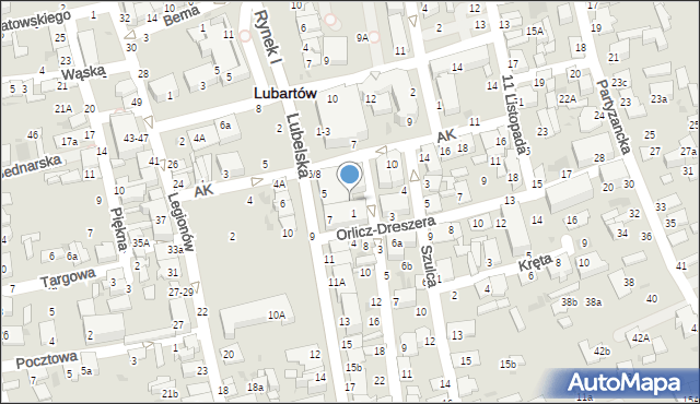 Lubartów, Waryńskiego Ludwika, 2, mapa Lubartów