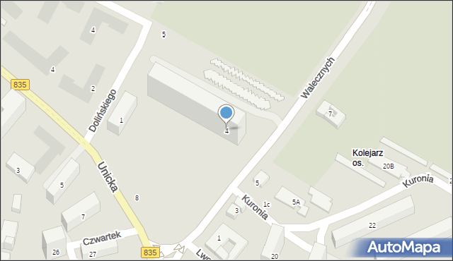 Lublin, Walecznych, 4, mapa Lublina