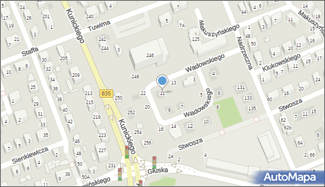 Lublin, Wadowskiego Jana, ks., 11, mapa Lublina