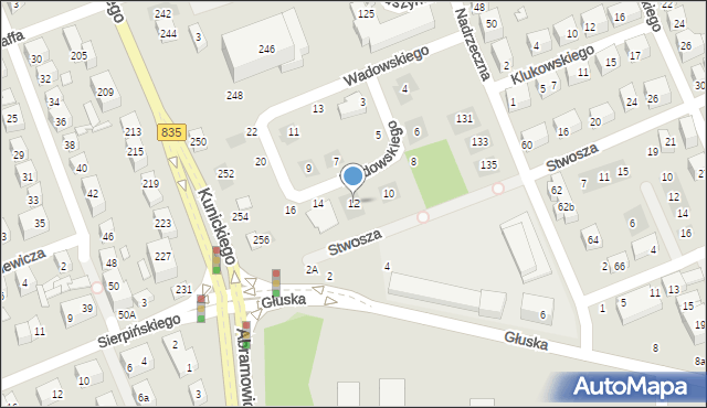 Lublin, Wadowskiego Jana, ks., 12, mapa Lublina