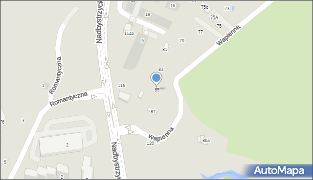 Lublin, Wapienna, 85, mapa Lublina